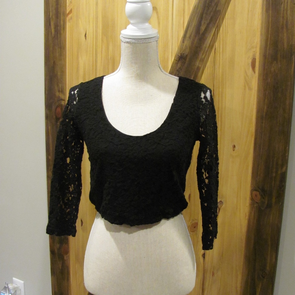 Forever 21 Black Lace Crop Top